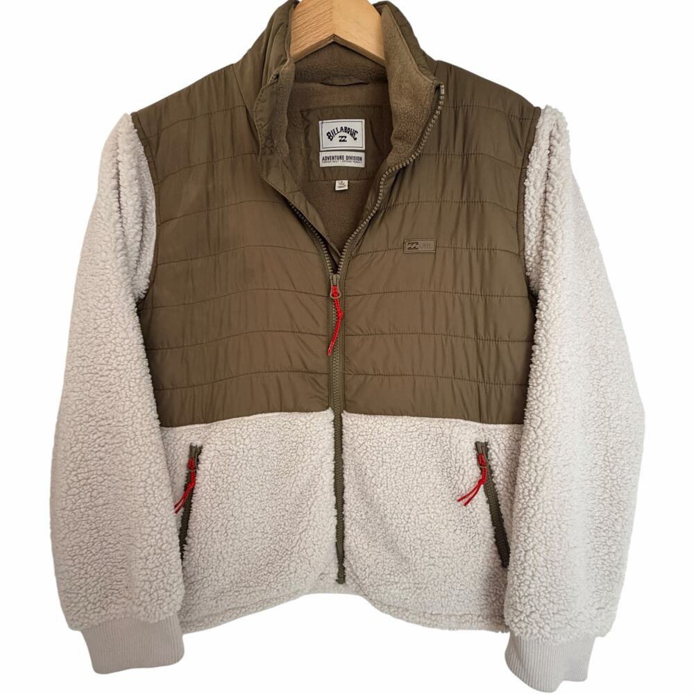 Billabong Women’s A/Div Campside Sherpa Fleece Jacket Small Sage Cream
